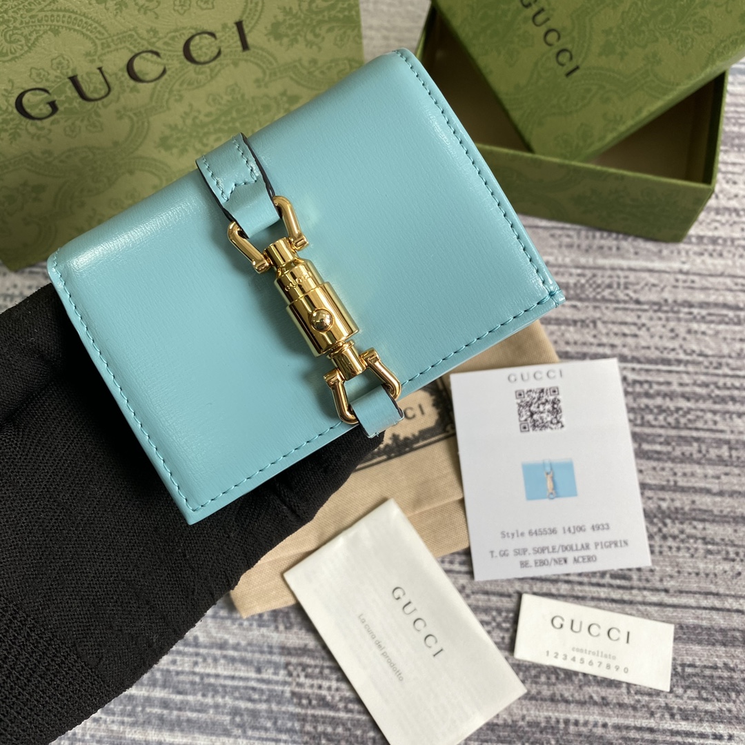 Gucci Jackie 1961 Card Case Wallet 645536 Light Blue